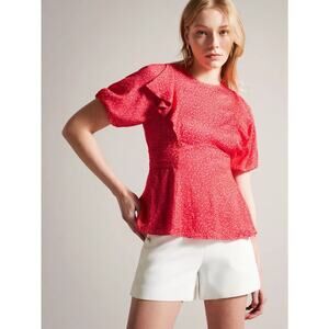 NWT Ted Baker London‎ Devonna Floral Ruffle Pink Women’s Size 0 (US 2)